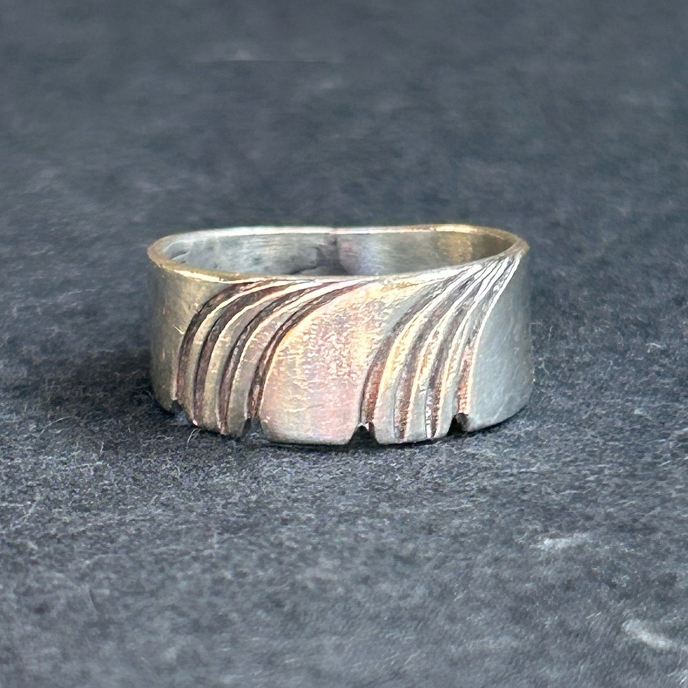 Mexico Sterling silver ring w/carved design SUPER FAST SHIPPING